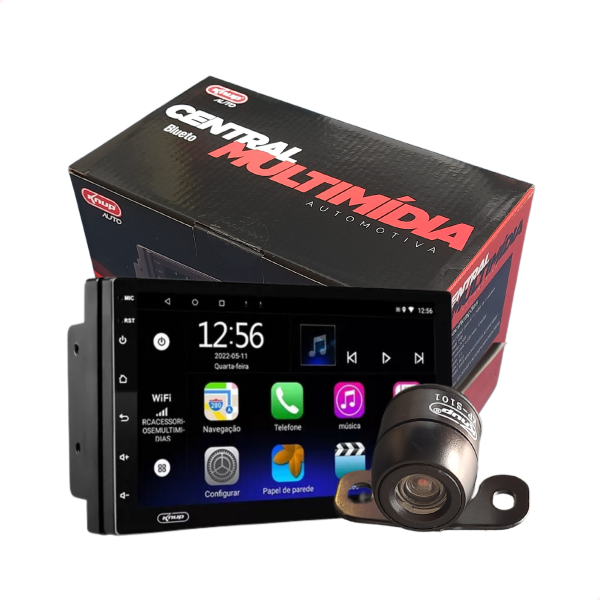 Câmera De Ré + Central Multimídia 2 Din Bluetooth Usb Gps Android