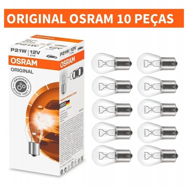 Caixa c/10 Lâmpada Osram Lanterna Freio Original 12v 21w 1 Polo