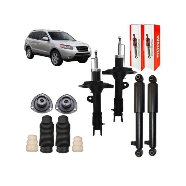 4 Amortecedor Kit Coxim Dianteiro Traseiro Santa Fé 2006 a 2009