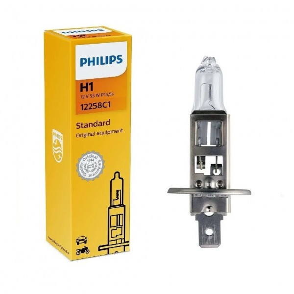 Lâmpada Farol Carro Moto H1 55w 12v Original Philips P14,5s