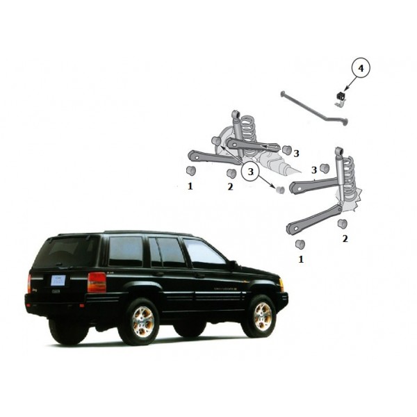 Bucha do Braço Inferior da Suspensão Grand Cherokee 93 a 98 Traseira Lado Eixo