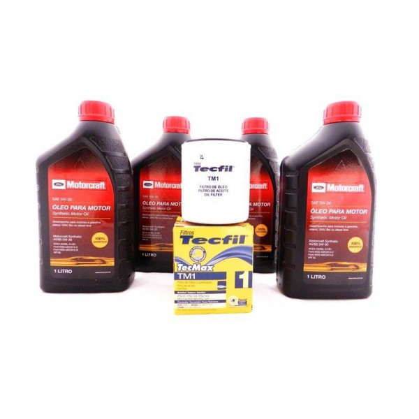 Kit Troca de Óleo New Fiesta 2010 até 2016 - Óleo Ford Motorcraft 5w30 e Filtro de Óleo Tecfil