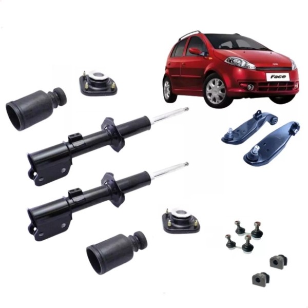 Kit Amortecedor Coxim Bandeja Bucha Bieleta Chery Face 2010 a 2015 Dianteira Completa