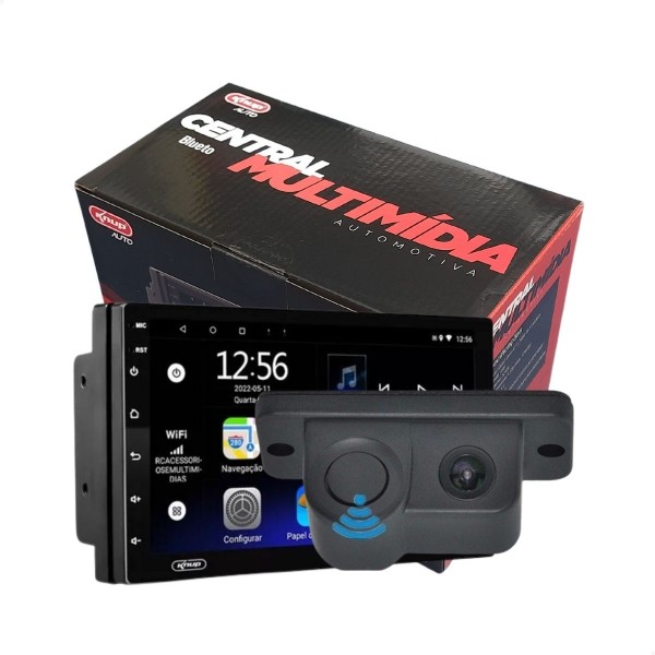Central Multimídia 2 Din Usb Gps Android + Câmera De Ré Com Sensor