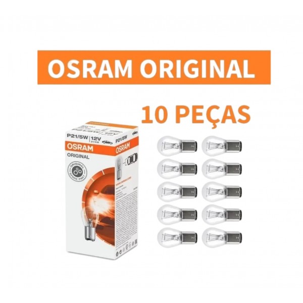 Caixa c/ 10 Lâmpadas Freio Lanterna Osram Original 12v 21/5w 2 Polos