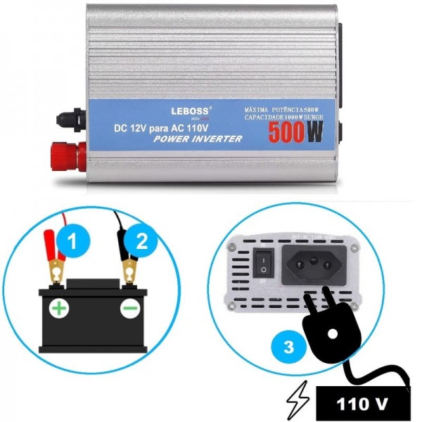 Inversor De 12v Para 110v com 500w Conversor Tomada