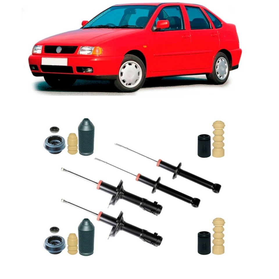 4 Amortecedor + Coxim Batente Polo Classic 1997 98 99 2000 2001 Allen Amortecedores  + Kit