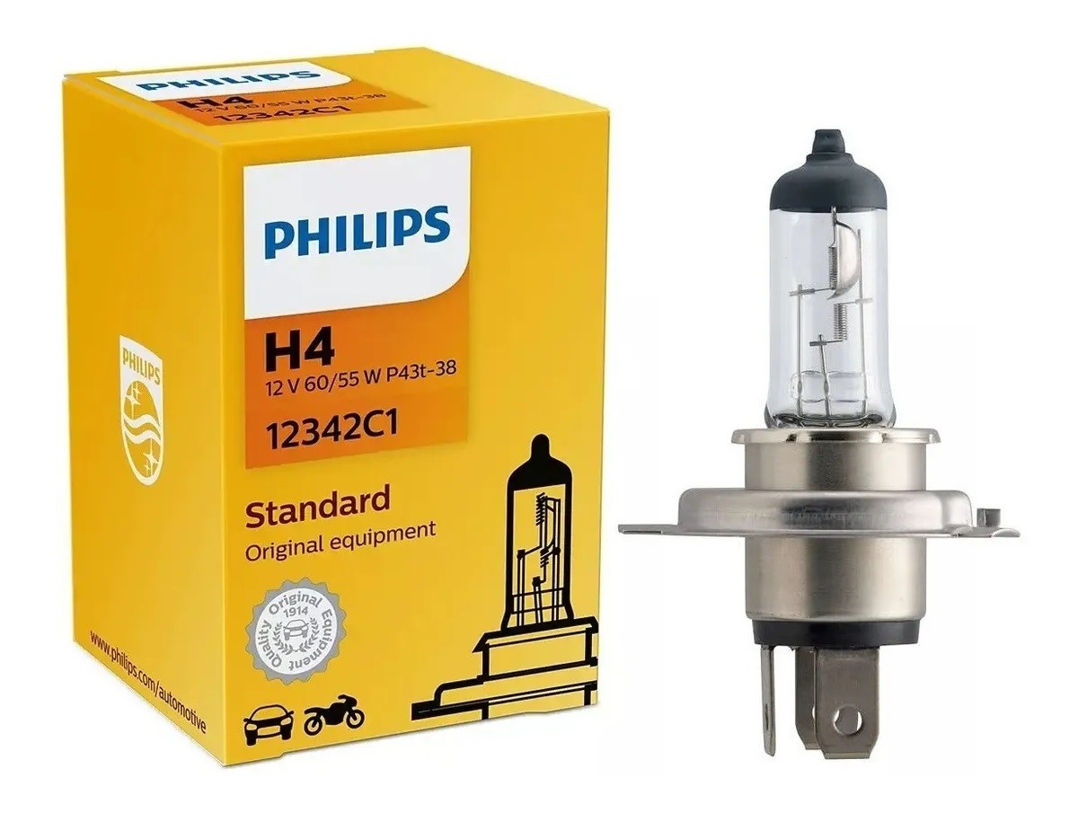 Lâmpada Farol Carro Moto H4 60/55w 12v Original Philips P43t