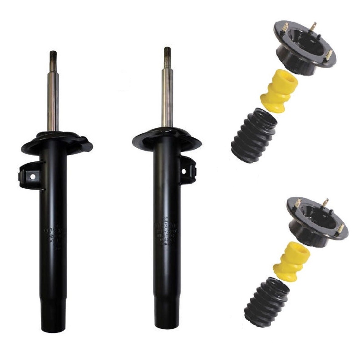 Kit 2 Amortecedor BMW Série 3 320 323 325 328 de 1999 a 2004 E46 + 2 Kit Coxim Dianteiros