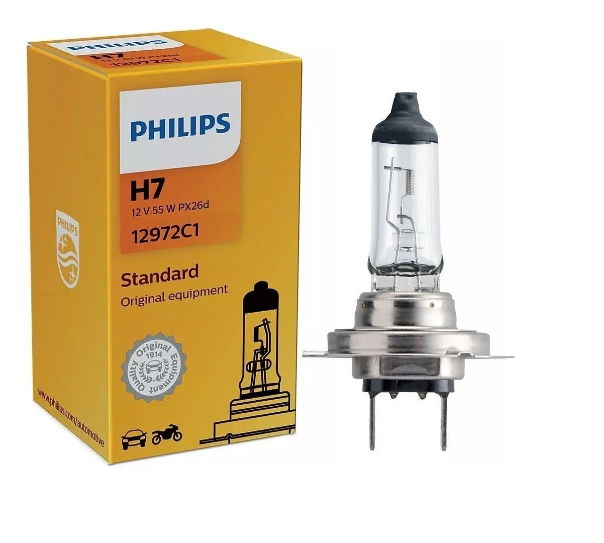 Lâmpada Farol Carro Moto H7 55w 12v Original Philips 12972C1